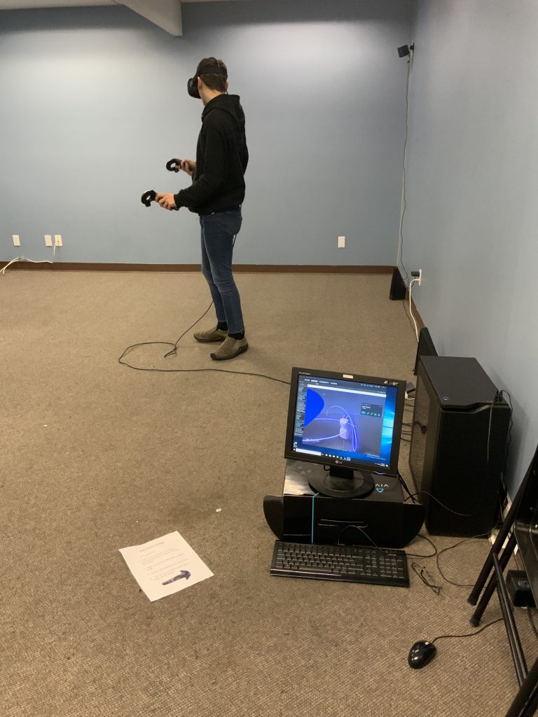 A student works with a virtual reality program.